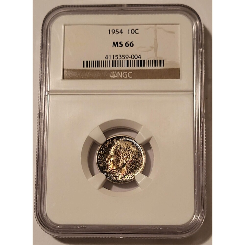 1954 Roosevelt Dime MS66 NGC Toning